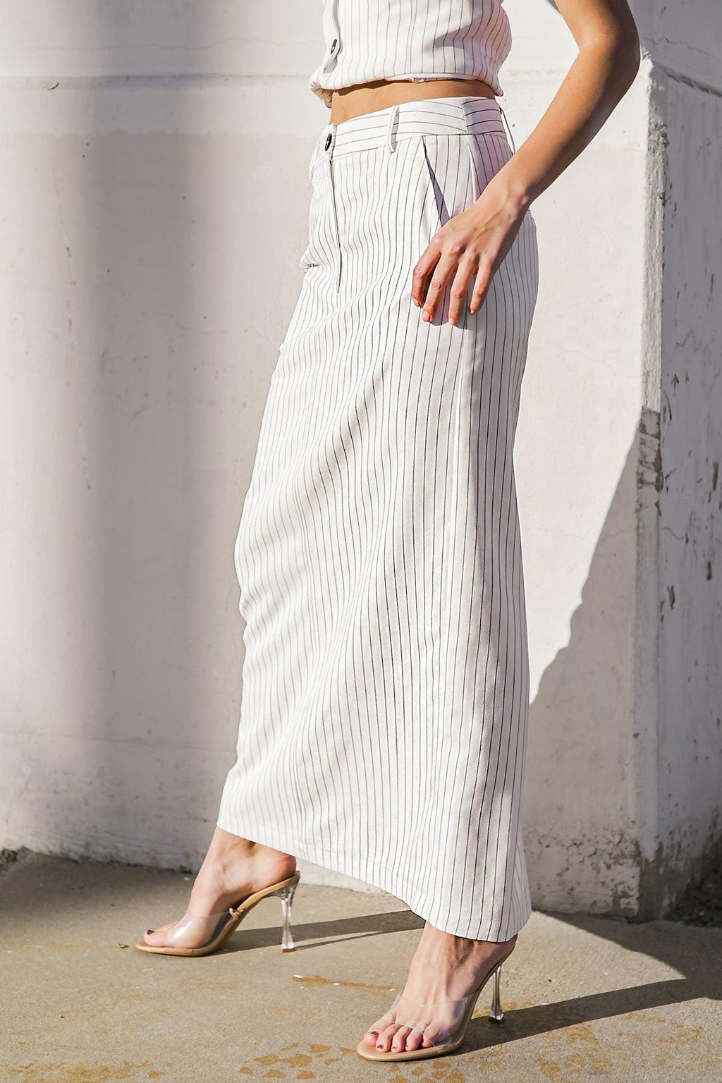 GET TO THE POINT WOVEN MIDI SKIRT Flying Tomato