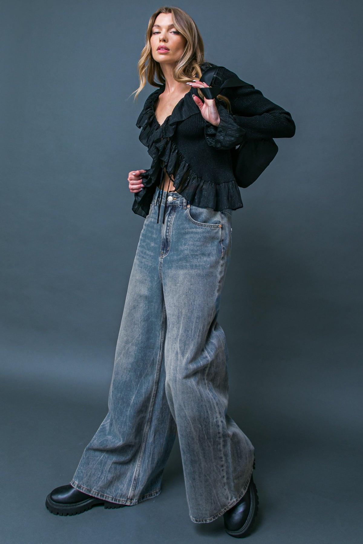 DARING TREND WASHED DENIM PANTS Flying Tomato
