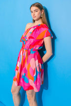 CAPTIVATING GLOW WOVEN MINI DRESS Flying Tomato