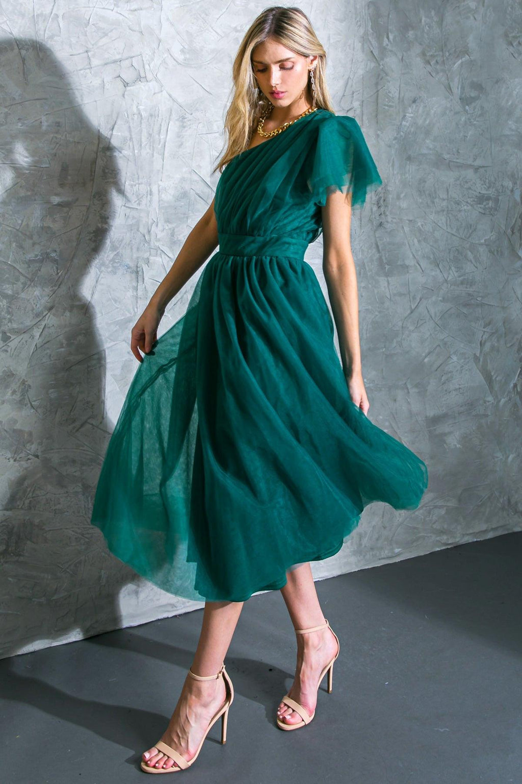 LIVELY CHARM TULLE MIDI DRESS Flying Tomato