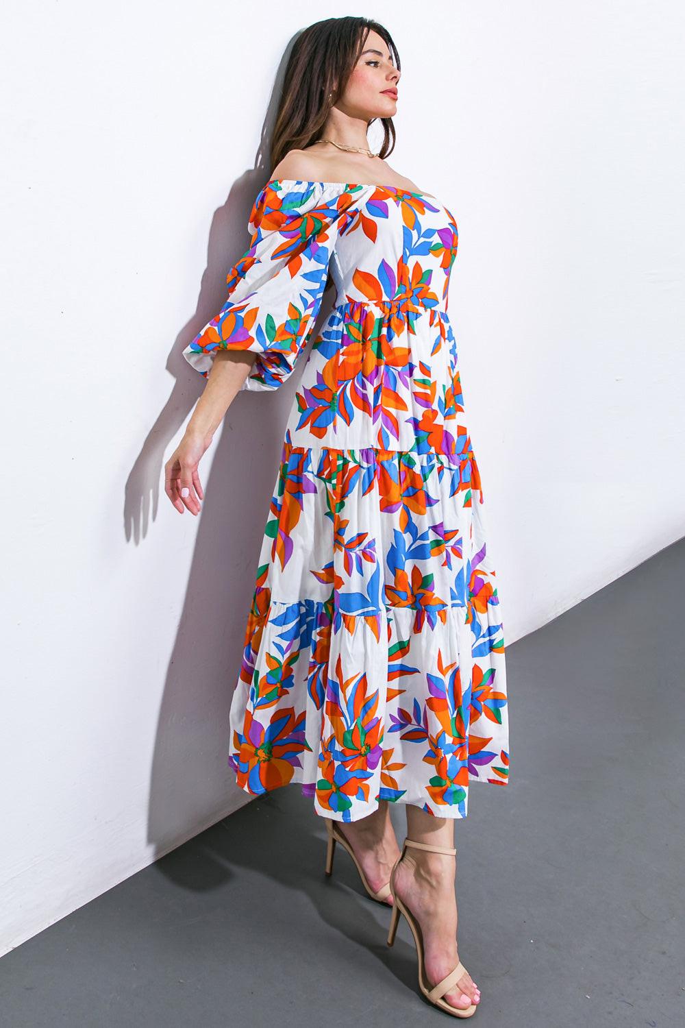 FEELING OPTIMISTIC WOVEN MIDI DRESS Flying Tomato