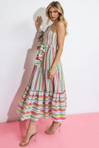 NO MATTER WHERE I GO WOVEN MIDI DRESS Flying Tomato