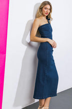 BALL OF JOY DENIM MIDI DRESS Flying Tomato