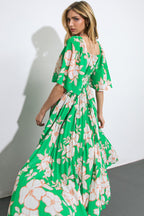 MESSAGE IN A BOTTLE WOVEN MIDI DRESS Flying Tomato