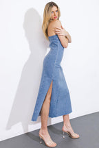 YOU'RE THRIVING DENIM MIDI DRESS Flying Tomato