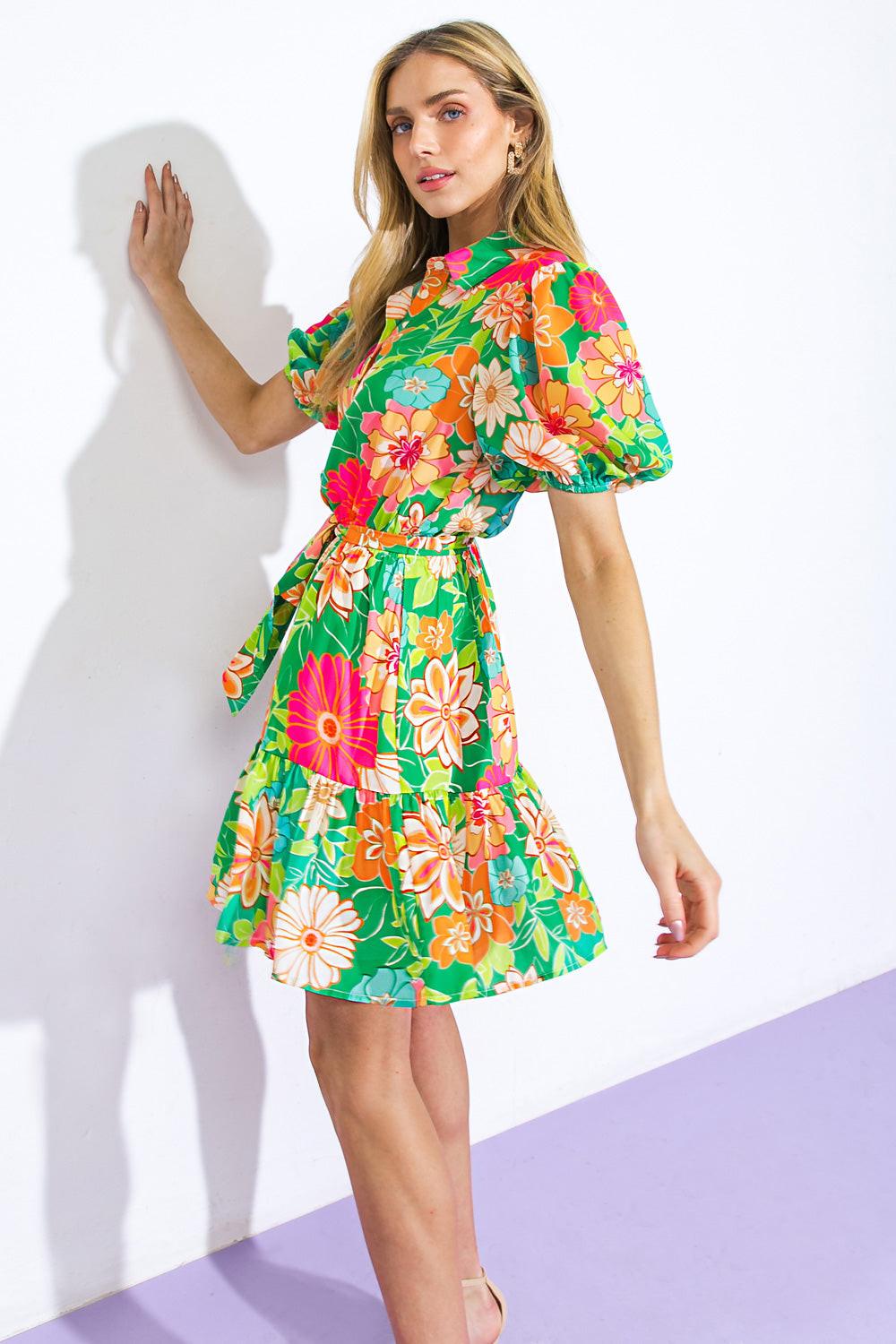 SWING OF THINGS WOVEN MINI DRESS Flying Tomato