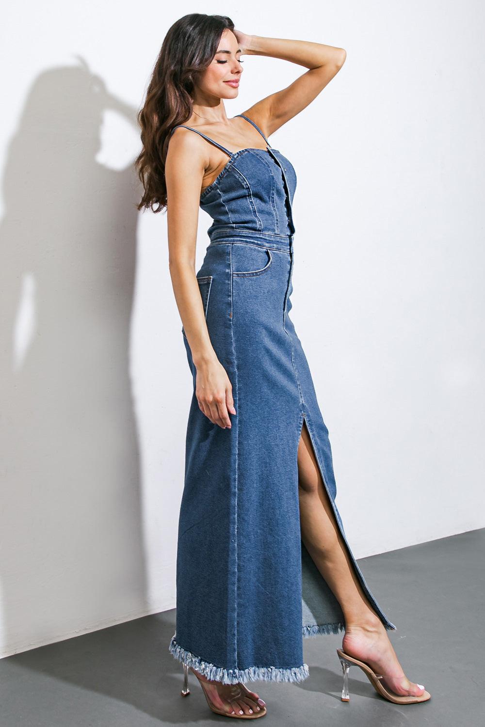 ENDLESS HORIZONS DENIM MIDI DRESS Flying Tomato