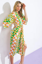 BEST IMPRESSIONS WOVEN SATIN MIDI DRESS Flying Tomato