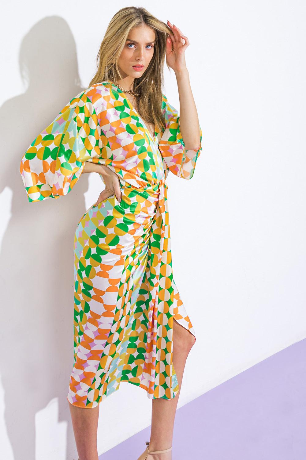 BEST IMPRESSIONS WOVEN SATIN MIDI DRESS Flying Tomato