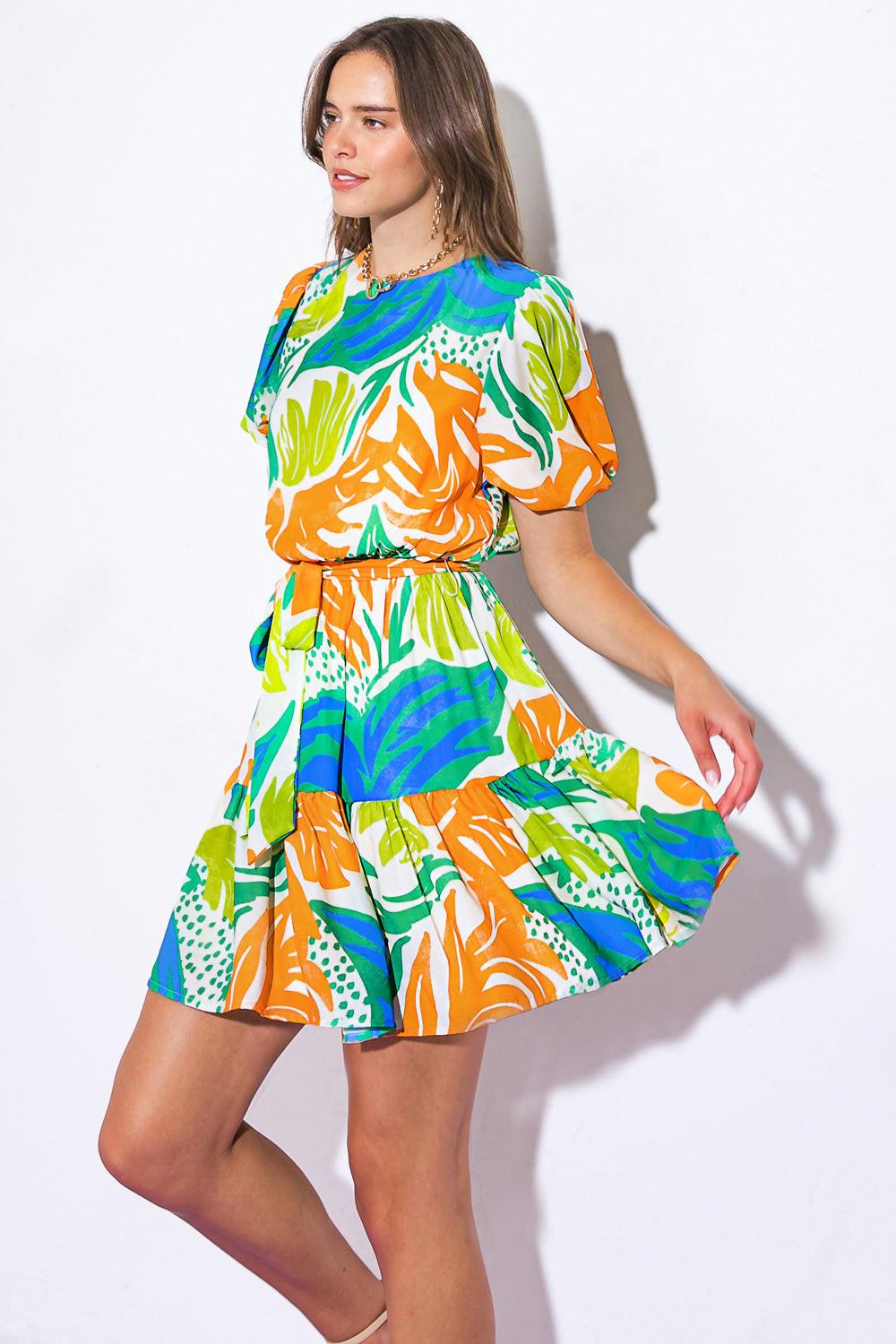 LISTEN TO THE MUSIC WOVEN MINI DRESS Flying Tomato