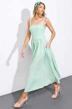 ATTRACTING LOOKS WOVEN MIDI DRESS Flying Tomato