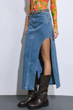 KEEP SHINING DENIM MIDI SKIRT Flying Tomato