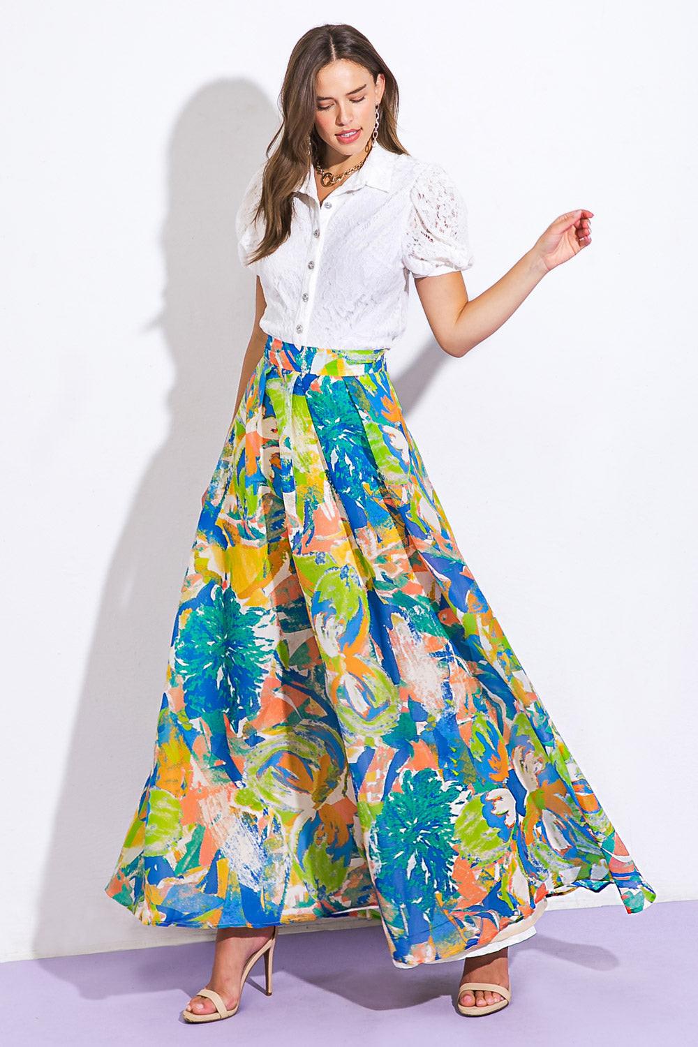 COASTAL CHIC WOVEN MAXI SKIRT Flying Tomato