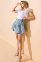 WHAT TO SAY DENIM MINI SKIRT Flying Tomato