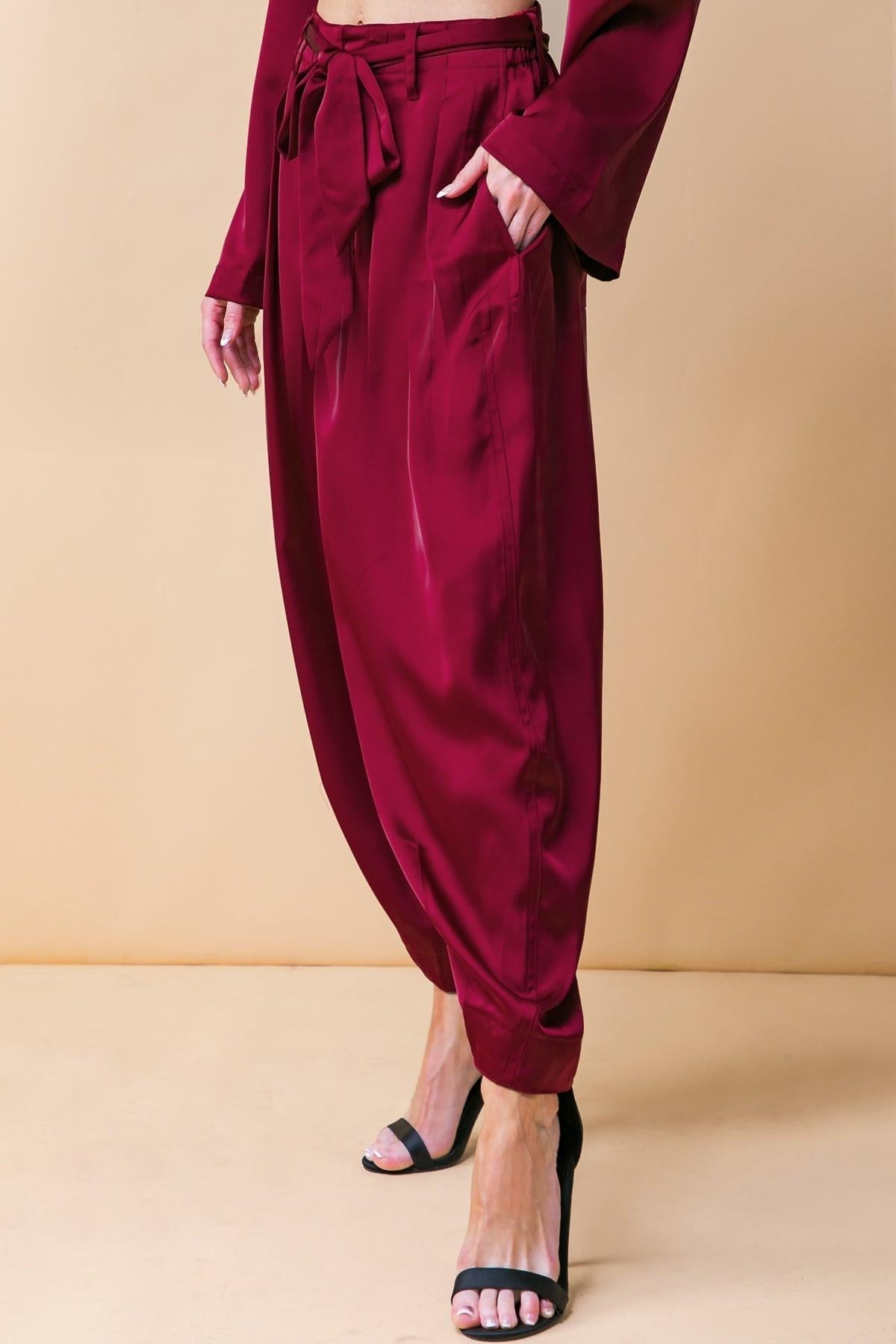 POWERFUL CHARM WOVEN SATIN PANTS Flying Tomato