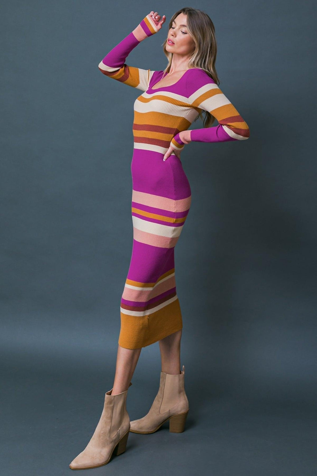 EVENING OF ELEGANCE SWEATER MIDI DRESS Flying Tomato