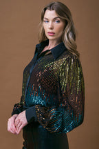 CAUSE A COMMOTION SEQUIN BLOUSE Flying Tomato