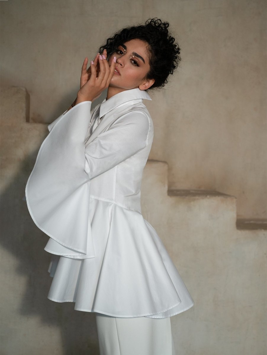 Sesta Italian Design White Gabardine Shirt ETNA