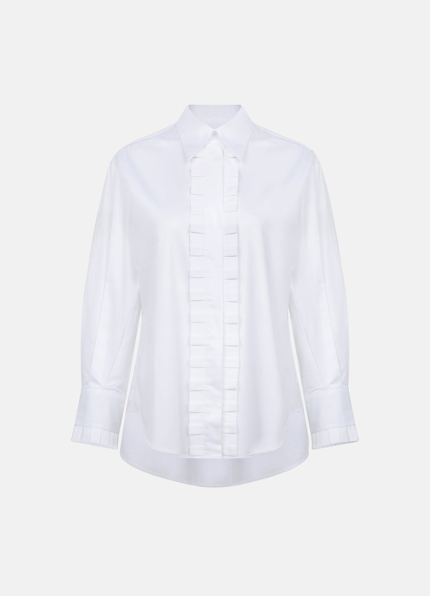 Settima Ruffled White Organic Cotton Shirt ETNA