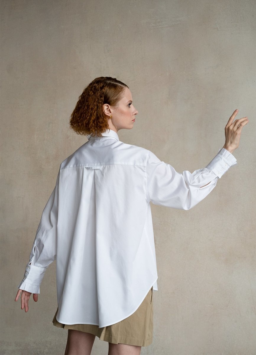Settima Ruffled White Organic Cotton Shirt ETNA