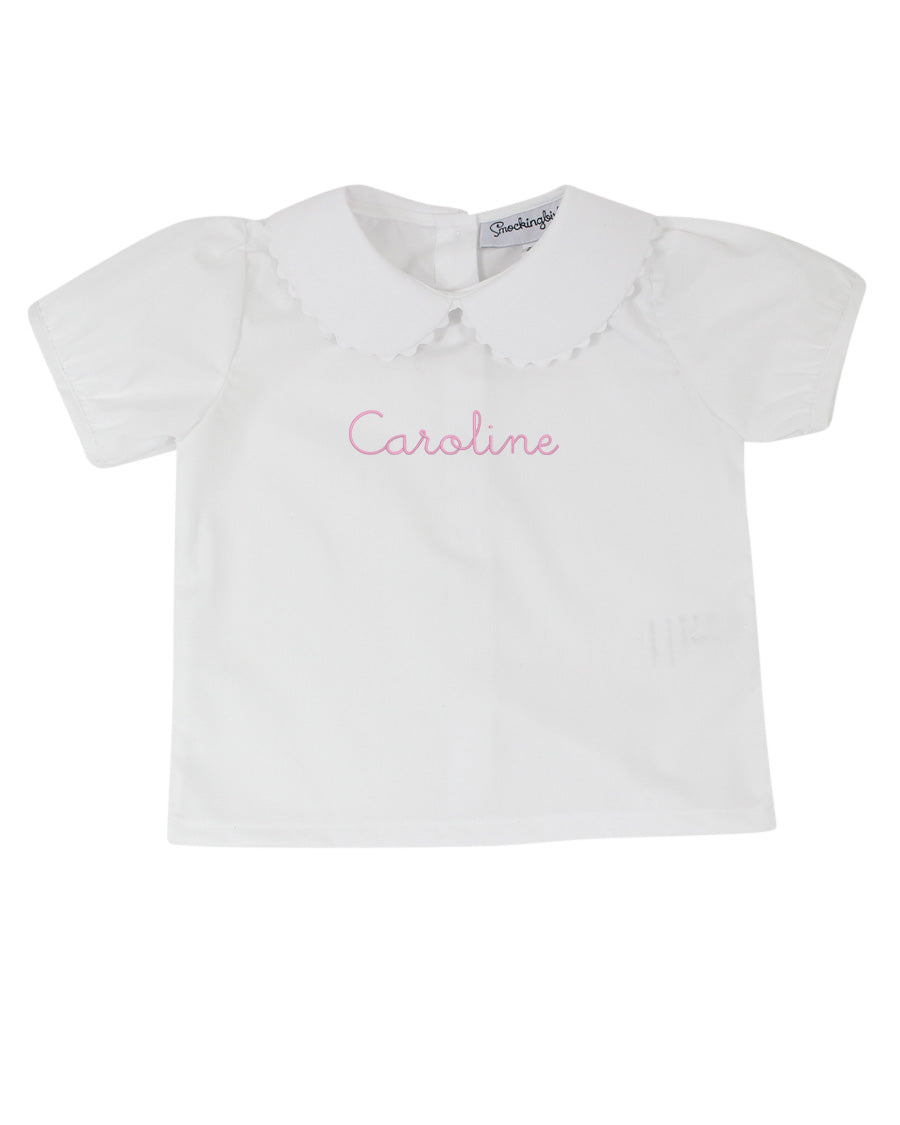 Girls Peter Pan Collar Short Sleeve Shirt Smockingbird