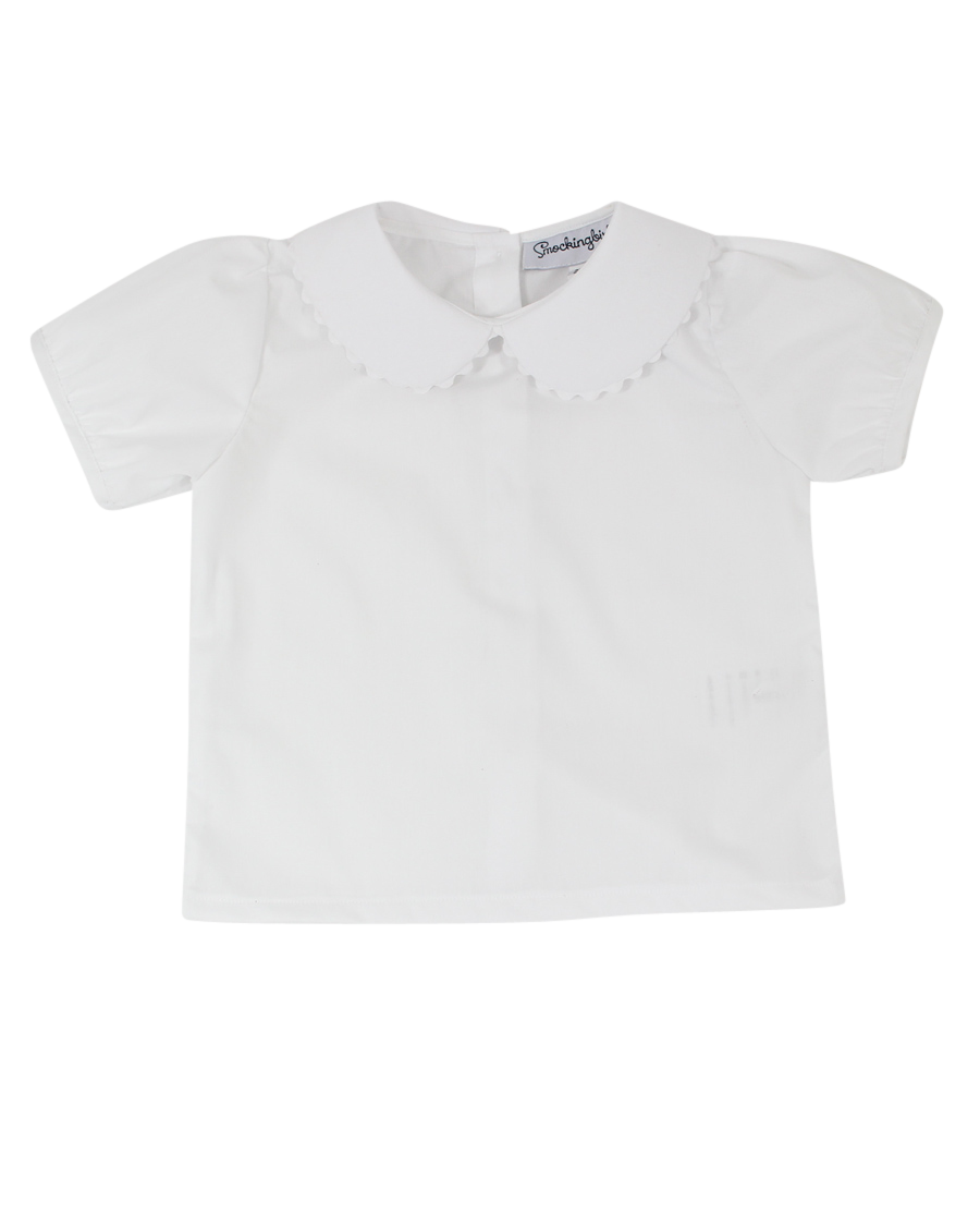 Girls Peter Pan Collar Short Sleeve Shirt Smockingbird