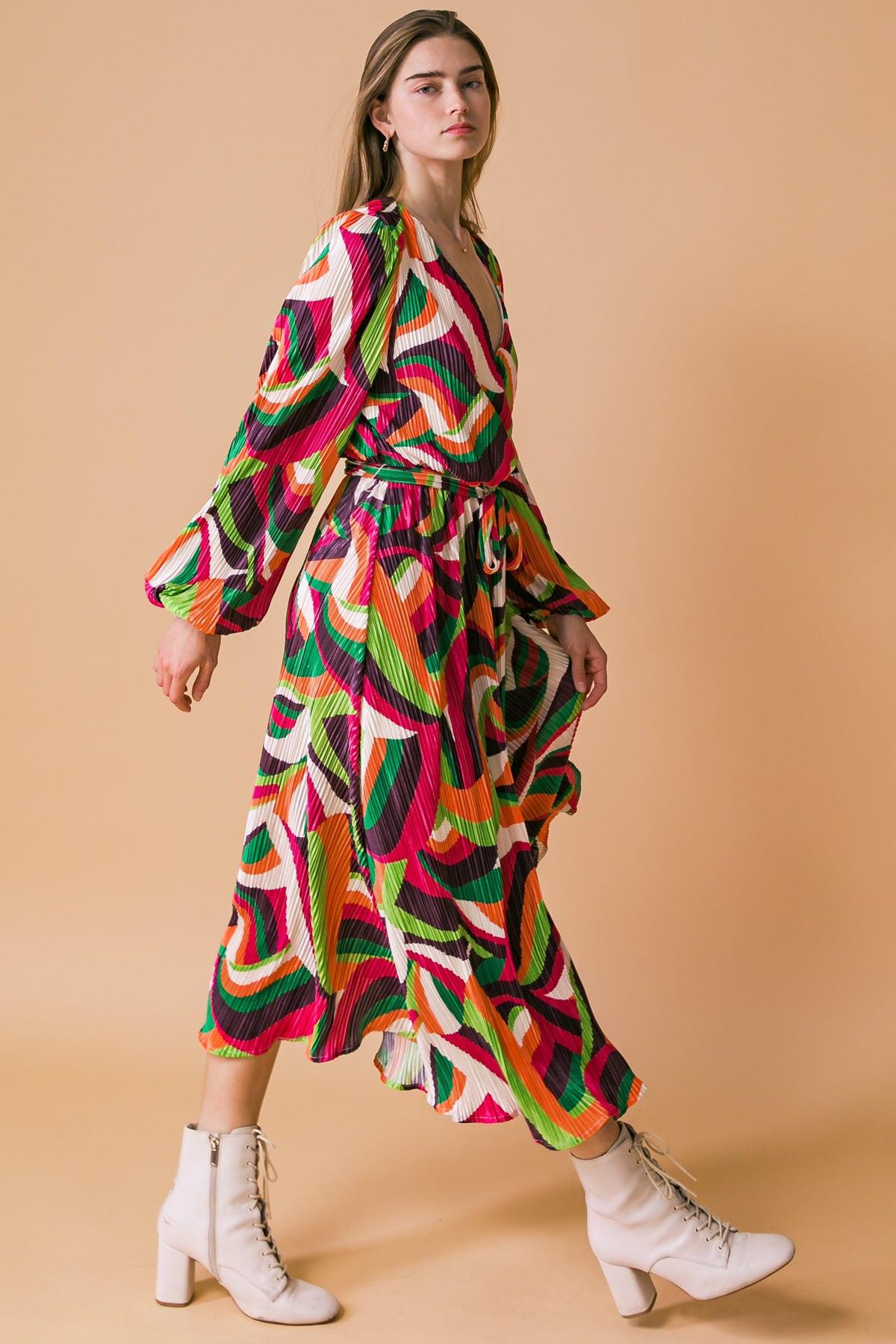 DESTINED TO IMPRESS PLISSE MIDI DRESS Flying Tomato