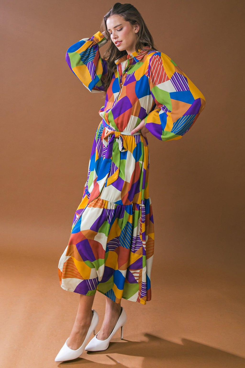 REMARKABLE FLAIR WOVEN MIDI DRESS Flying Tomato