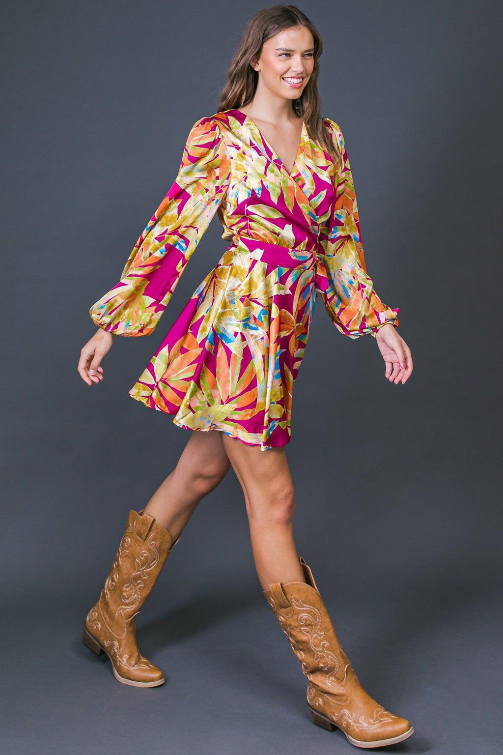 ALL FALL LONG WOVEN MINI DRESS Flying Tomato