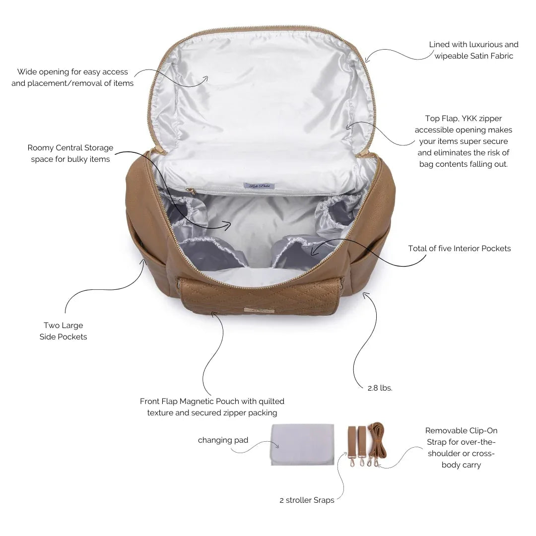 Signature Diaper Bag Latte Brown Luli Bebe