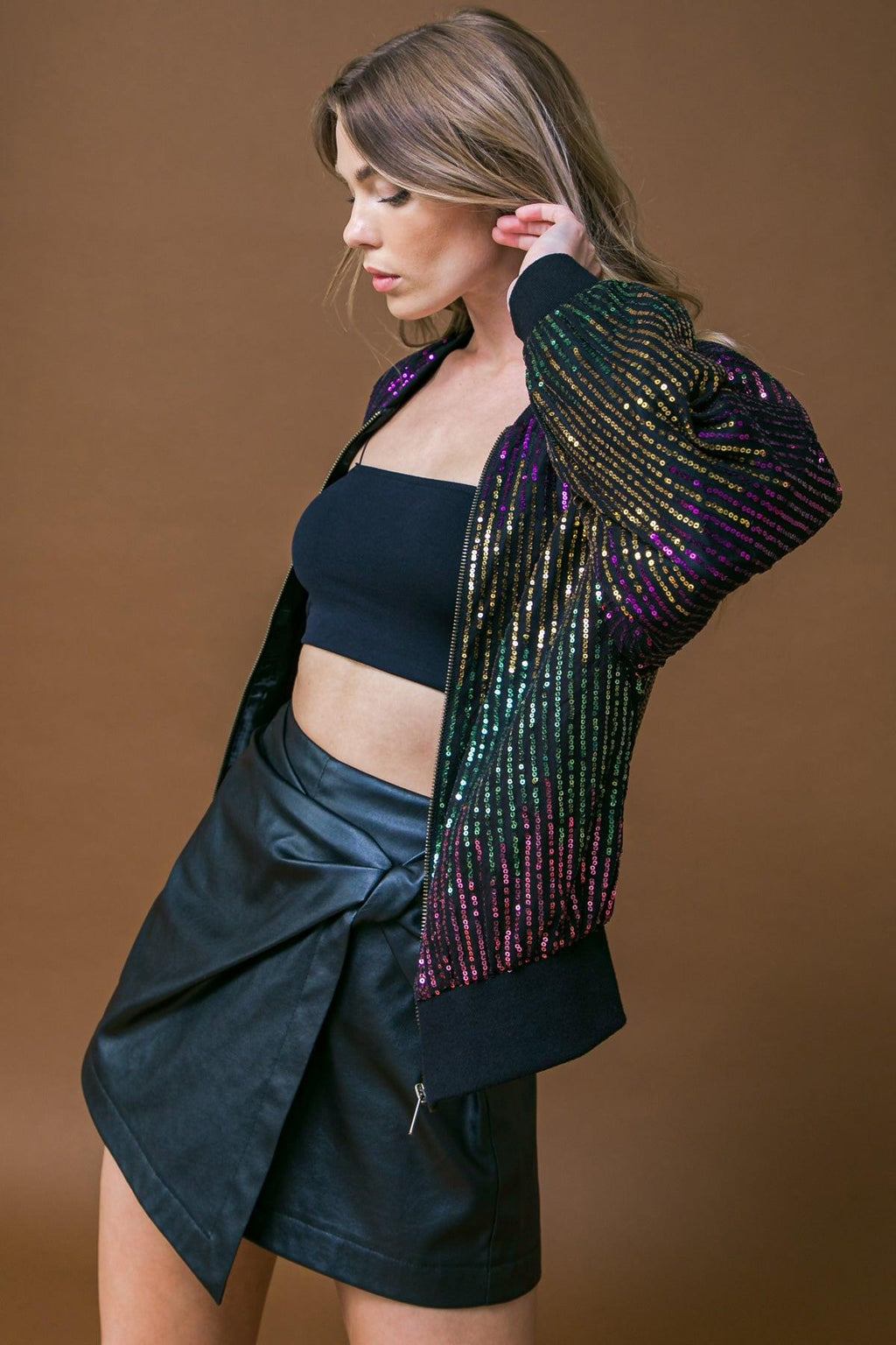 ENTERTAIN ME SEQUIN BOMBER JACKET Flying Tomato