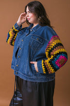 FESTIVAL WEAVE WASHED DENIM JACKET Flying Tomato
