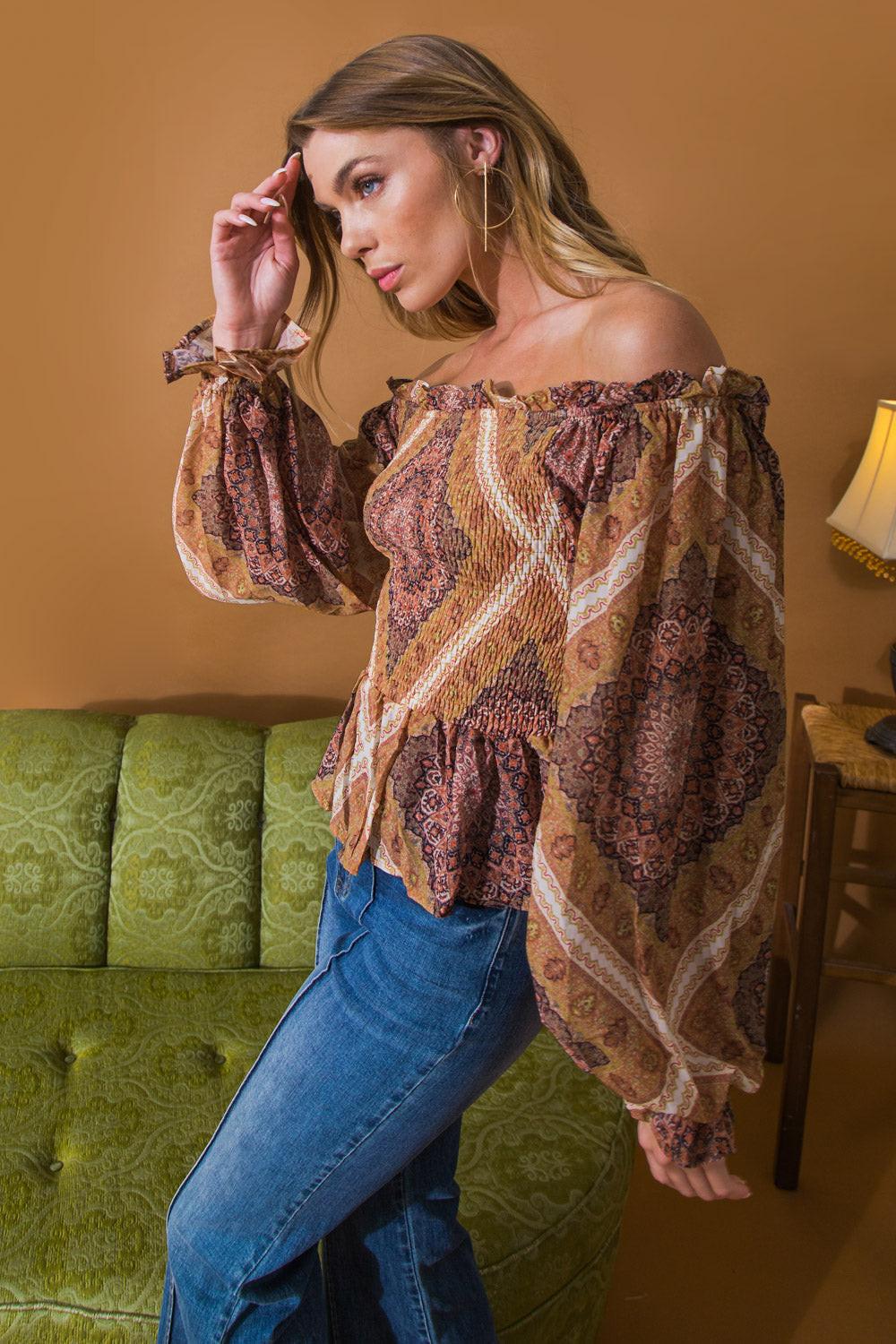 BOHO RAINBOW WOVEN TOP Flying Tomato