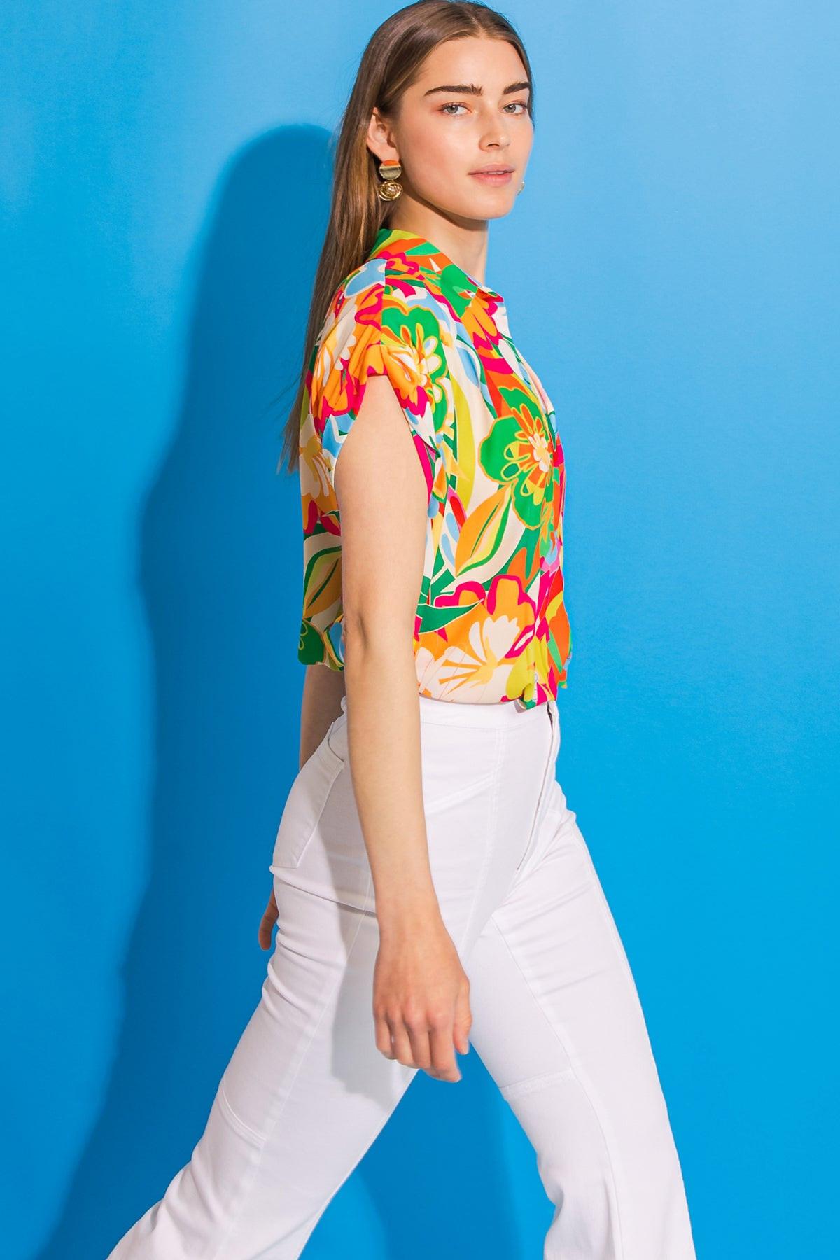 SWEET DREAMS FLORAL WOVEN TOP Flying Tomato