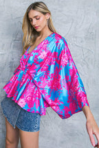 HERE WE GO AGAIN BLUE WOVEN TOP Flying Tomato