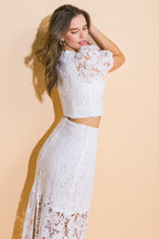UNFORGETTABLE ICON WOVEN LACE TOP AND SKIRT SET Flying Tomato