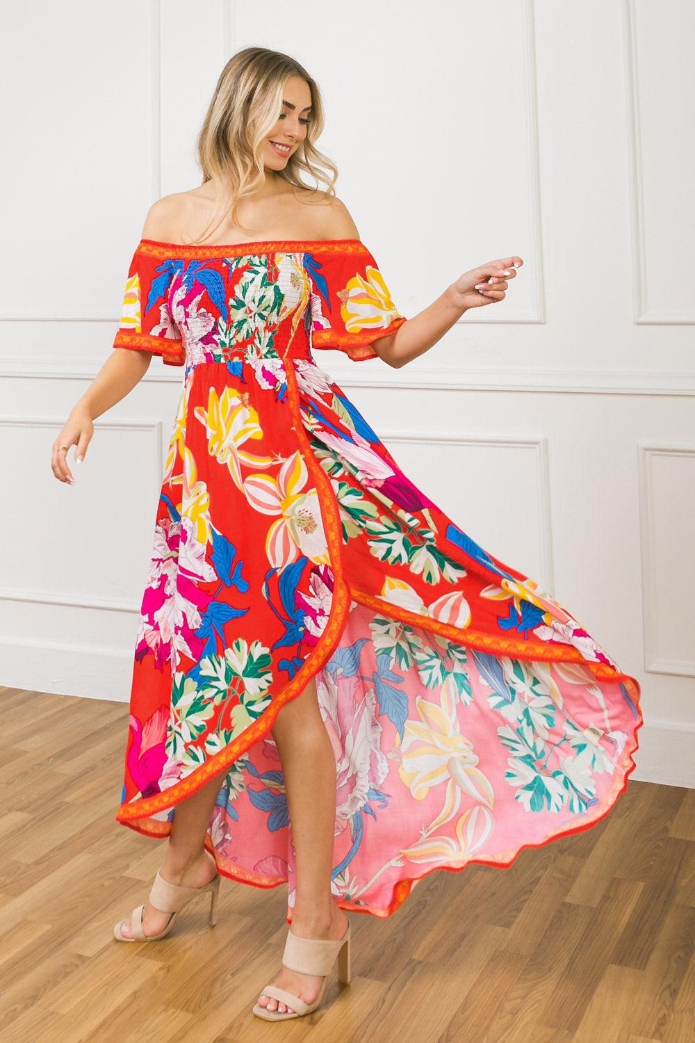 STEALING SUNSHINE FLORAL HI-LO DRESS Flying Tomato