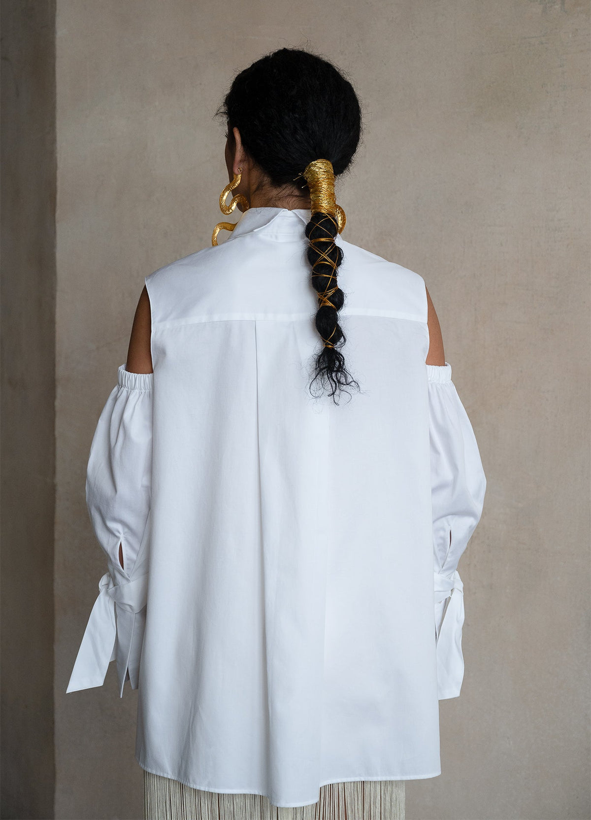Quarta Cold-Shoulder Gabardine Shirt
