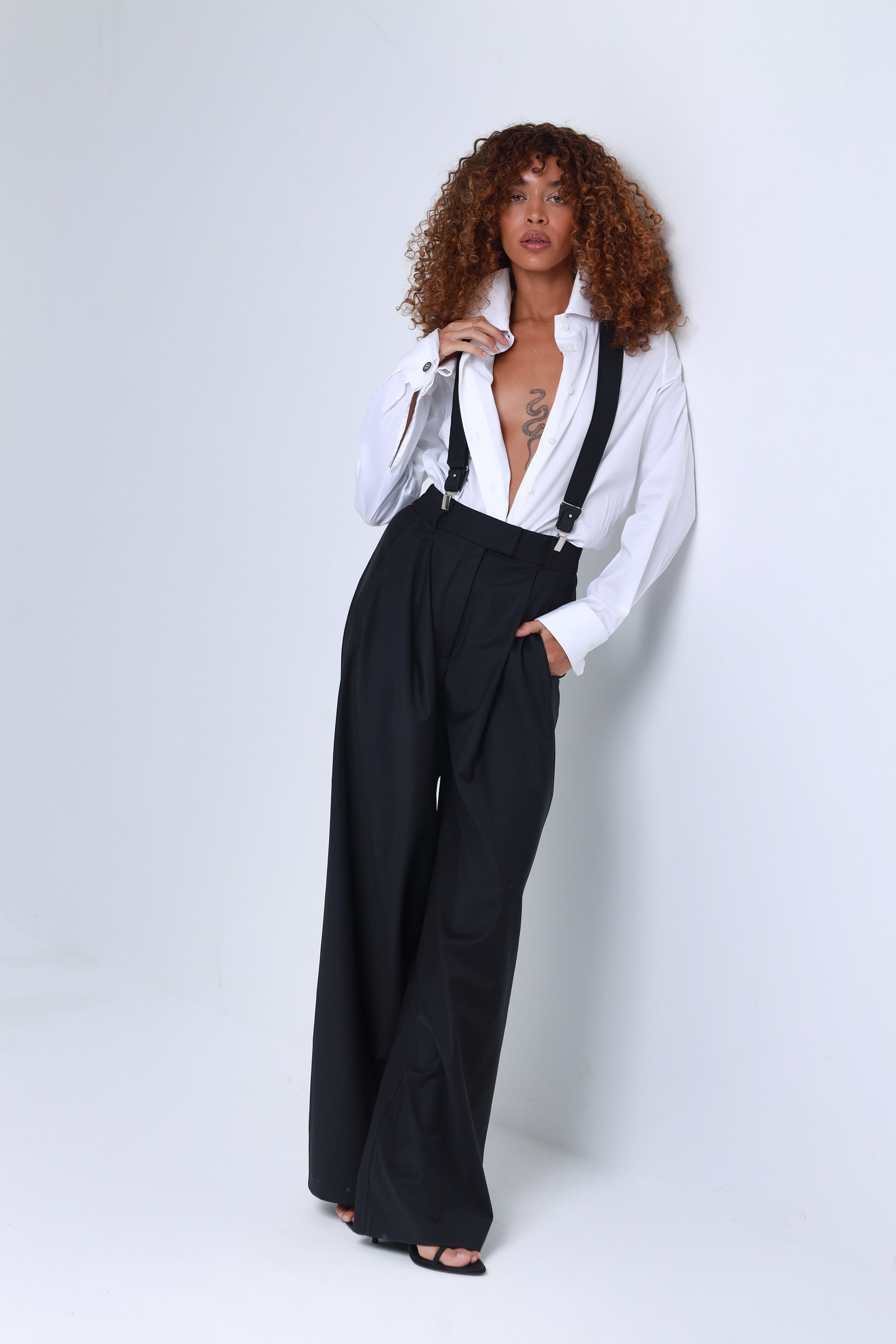 Liza Black Ultra-Fine Virgin Wool Suspenders ETNA