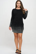 Long Sleeve Rhinestone Dress Bella Moda Latina