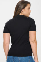 Mock Neck Top Short Sleeve Bella Moda Latina
