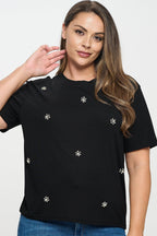 Rhinestone Embellished T-Shirt Bella Moda Latina