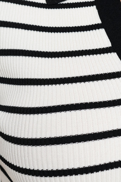 V-Neck Striped Polo Shirt Bella Moda Latina