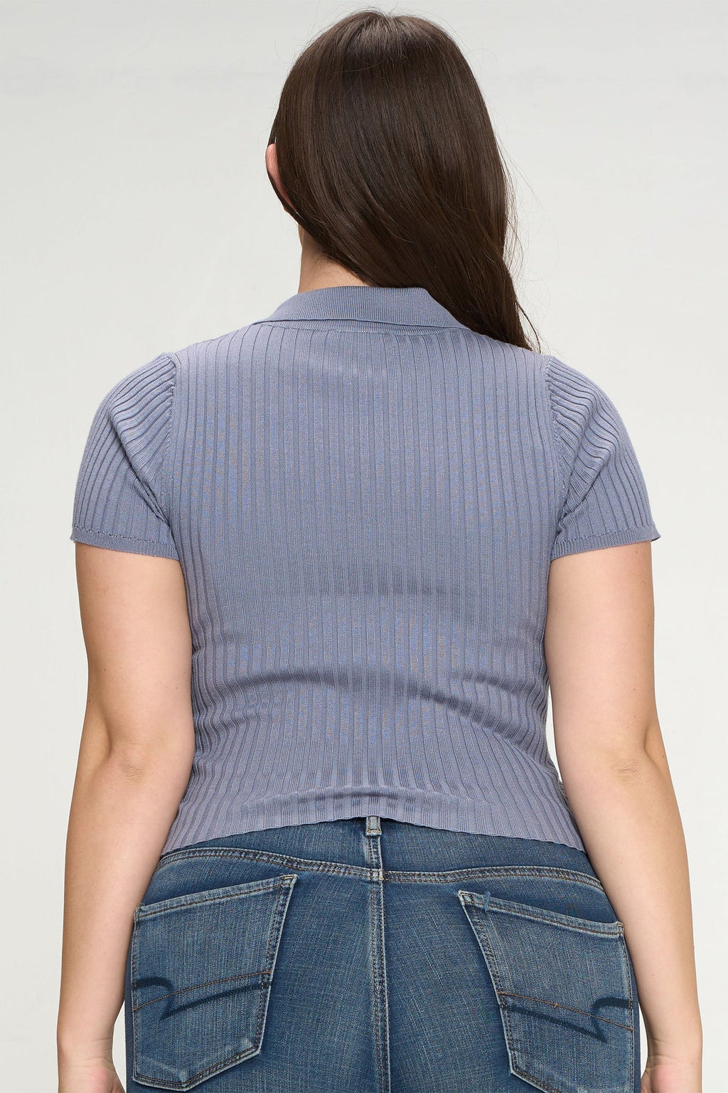 Short Sleeve Ribbed Top Bella Moda Latina