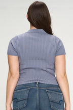 Short Sleeve Ribbed Top Bella Moda Latina