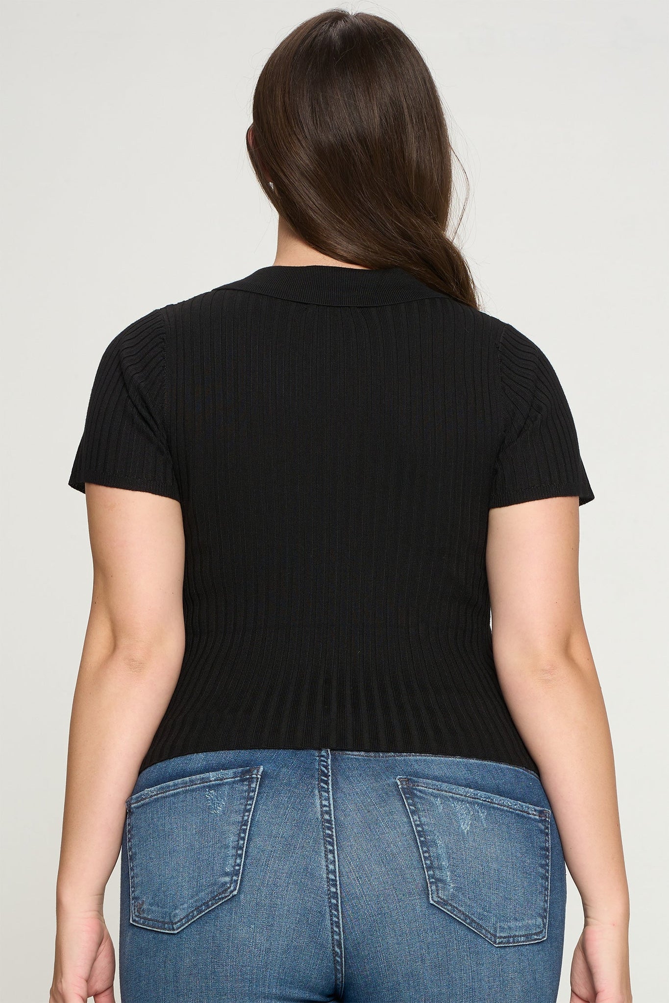 Short Sleeve Ribbed Top Bella Moda Latina
