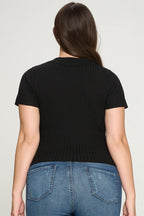 Short Sleeve Ribbed Top Bella Moda Latina