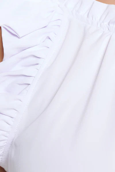 Solid Sleeveless Ruffle Trim Top Bella Moda Latina