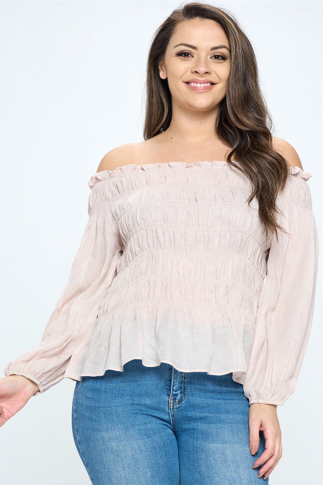 Off Shoulder Long Sleeve Top Bella Moda Latina
