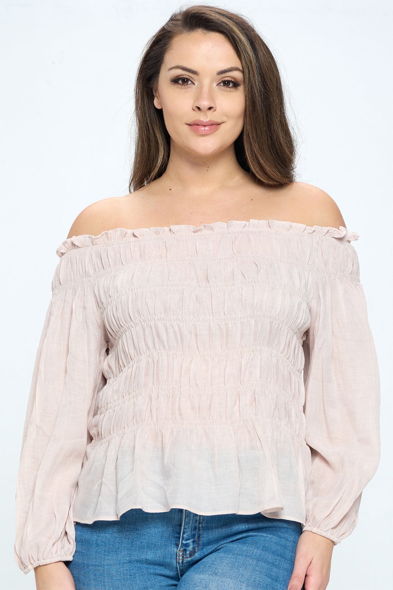 Off Shoulder Long Sleeve Top Bella Moda Latina